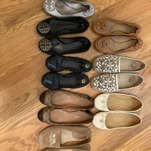8 pairs of flats. 6 Tory Burch. 2 coach.